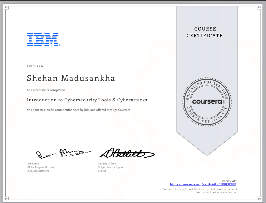 Coursera Cybersecurity Certificate